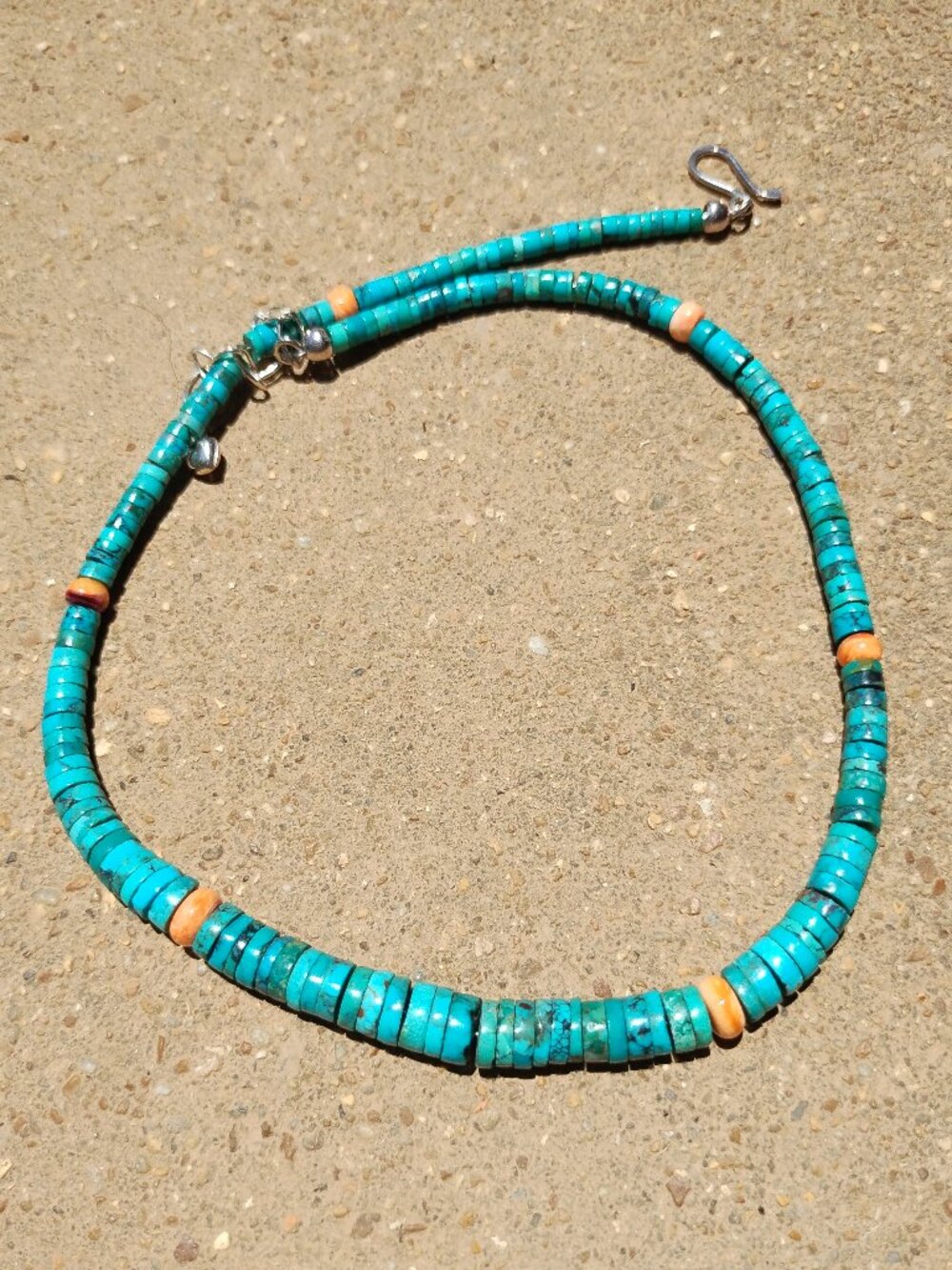 Jay King DTR Turquoise and spiny oyster necklace 925 Sterling Silver Southwester - Picture 4 of 12